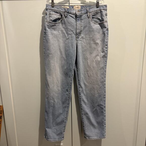 Light Wash Loose Jeans Womens 14 Blue Regular High Rise 90s Straight Denim Relax - Picture 3 of 13